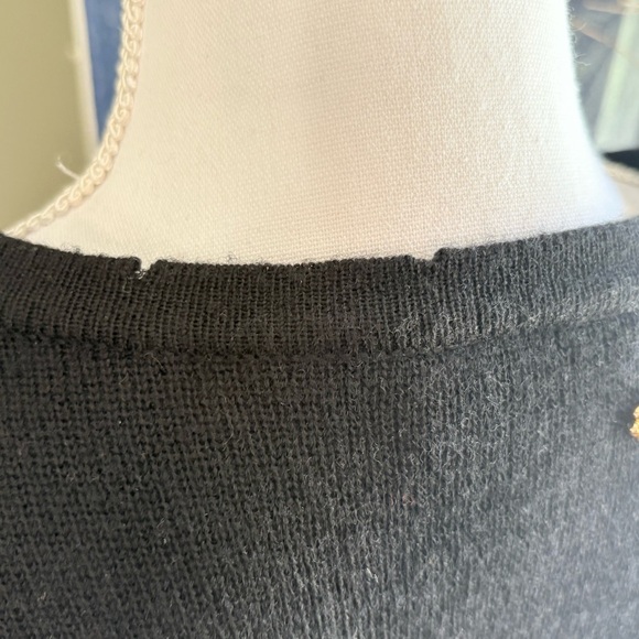 Talbots Merino Wool Black Button Cardigan with Gold Beaded Embellishments size L - Picture 2 of 13